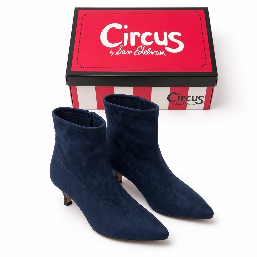 Circus by Sam Edelman Kirby Booties 8 Black Micro Pointed Kitten Heel